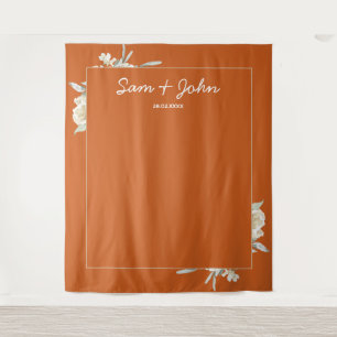 Terracotta Autumn Wedding Photo Booth Backdrop Tapestry