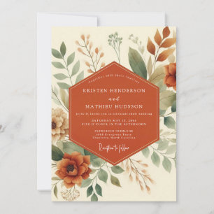 Terracotta Autumnal Foliage Wedding Invitation