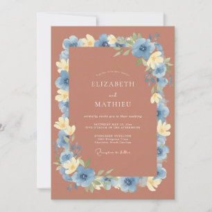 Terracotta Azure Petal Wedding Invitation