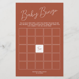 Terracotta Baby Shower Bingo Game