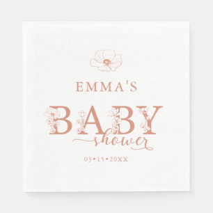 Terracotta Baby Shower   Elegant Wildflower Floral Napkin