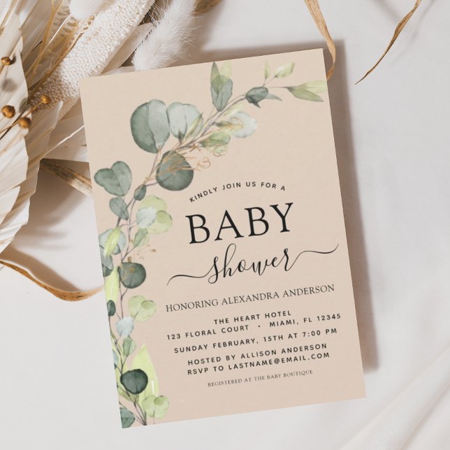 Terracotta Baby Shower Greenery Eucalyptus Invitation (Creator Uploaded)