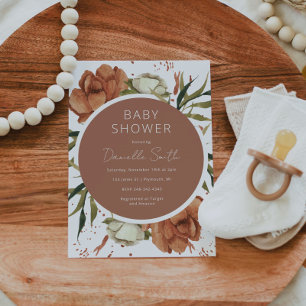 Terracotta Baby Shower Invitation Boho Florals