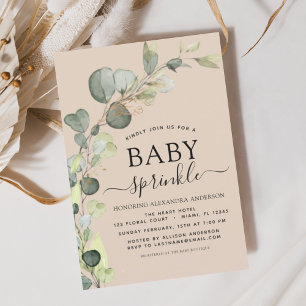 Terracotta Baby Sprinkle Shower Eucalyptus Invitation