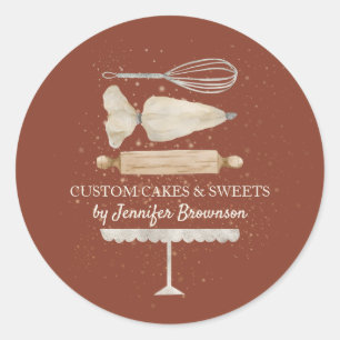 Terracotta bakery chef custom business pastry classic round sticker