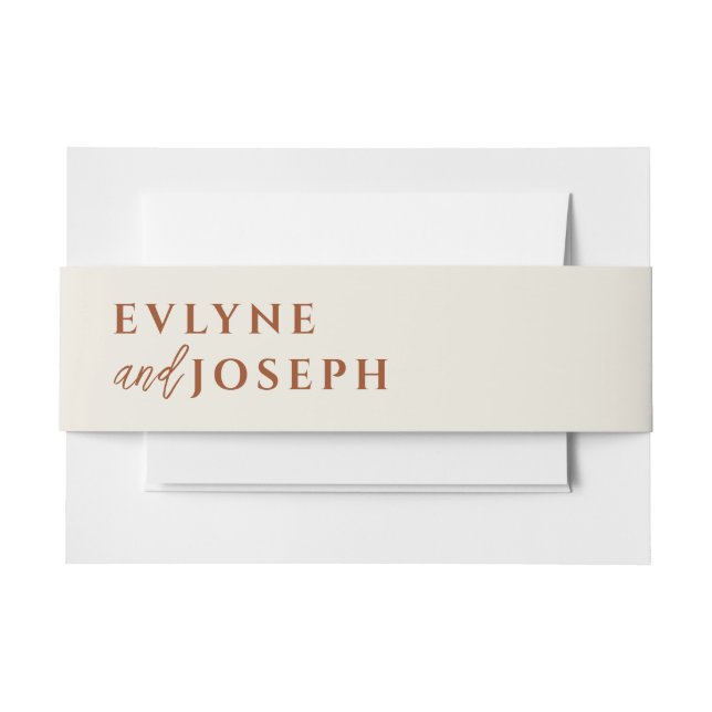 Terracotta Beige Boho Burnt Orange Bold Wedding  Invitation Belly Band (Front Example)
