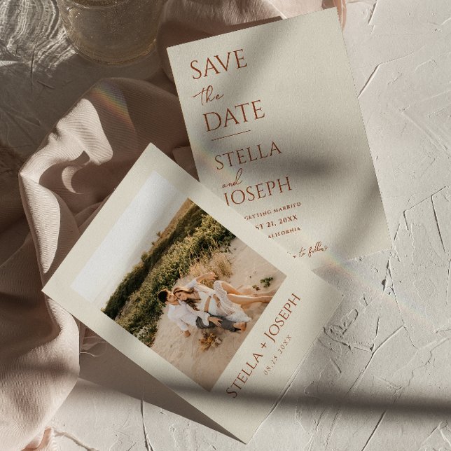 Terracotta Beige Boho Chic Earthy Modern Wedding Save The Date (Creator Uploaded)