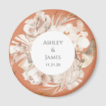 Terracotta-beige floral garden wedding magnet<br><div class="desc">Beige floral personalized garden wedding magnet</div>