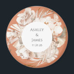 Terracotta-beige floral garden wedding magnet<br><div class="desc">Beige floral personalized garden wedding magnet</div>