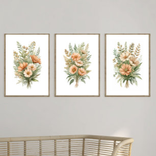 Terracotta Beige Wildflower Floral Watercolor