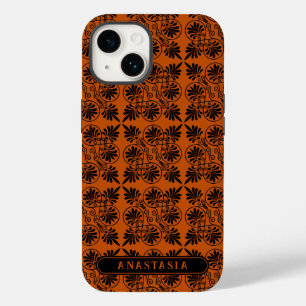 Terracotta Black Ancient Greek Meander Pattern Case-Mate iPhone 14 Case