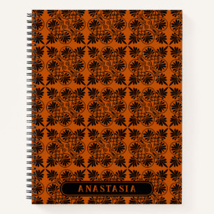 Terracotta Black Ancient Greek Meander Pattern Notebook