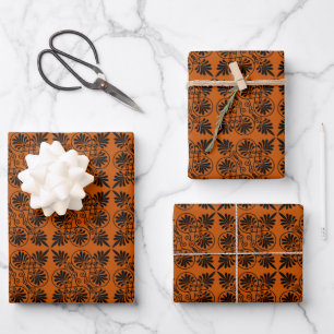 Terracotta Black Ancient Greek Meander Pattern Wrapping Paper Sheet