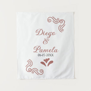 Terracotta black rustic spanish wedding couple en tapestry