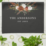 Terracotta black stag watercolor floral elegant kitchen towel<br><div class="desc">Rustic foliage,  floral and stag antlers home personalise wedding gift towel set. With beautiful watercolor foliage,  white,  burgundy,  rust,  terracotta and sage green florals,  stag antlers,  this modern rustic set will look classy in your home and great reminder of your special day.</div>