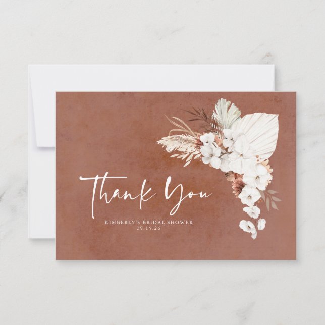 Terracotta Blanc Floral Boho Petit Merci (Devant)