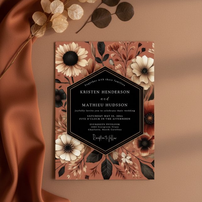 Terracotta Bloom Romantic Wedding Invitation (Creator Uploaded)