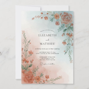 Terracotta Blossom Arch Wedding Invitation