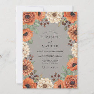 Terracotta Blossom Autumn Wedding Invitation