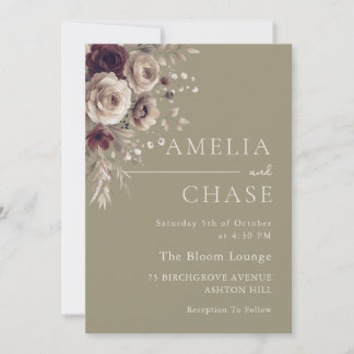 Terracotta Blush Dusty Floral Wedding Invitation