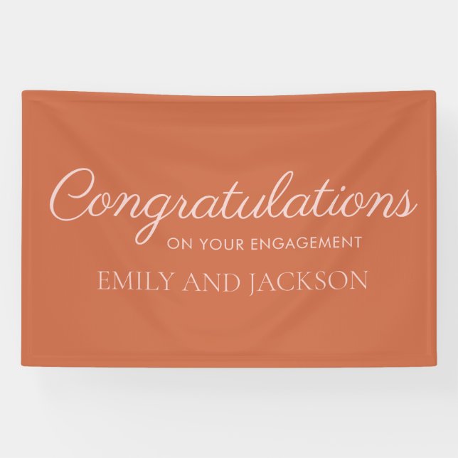 Terracotta Blush Elegant Script Engagement Banner (Horizontal)