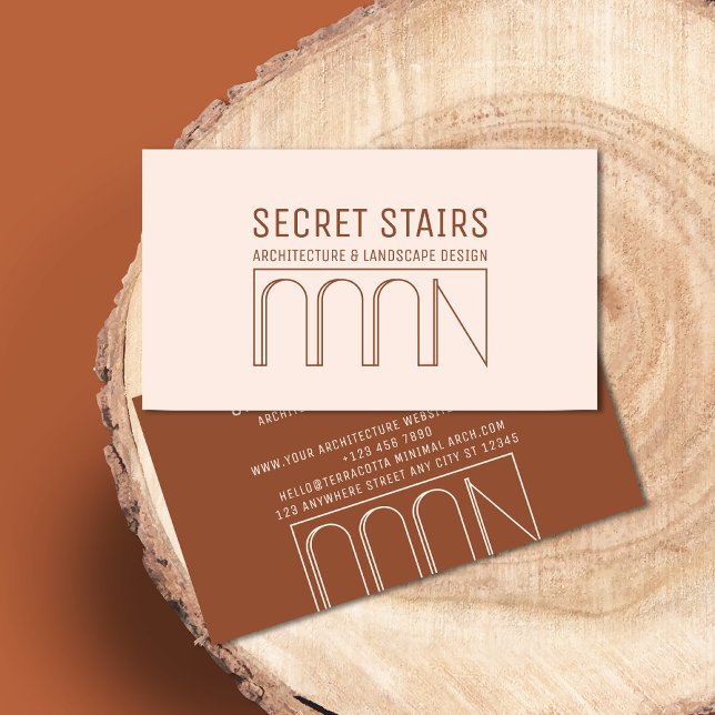 Terracotta Blush Minimal Architecture Window Door Business Card (Creator Uploaded)