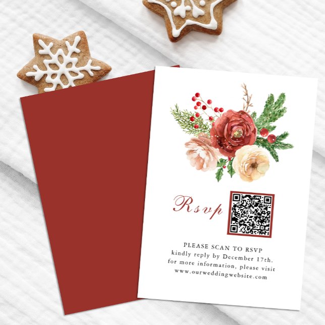 Terracotta Blush Pink Floral Wedding QR Code RSVP Enclosure Card (Creator Uploaded)