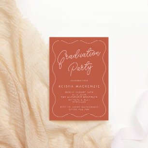 Terracotta & Blush Squiggle Graduation Party Invitation