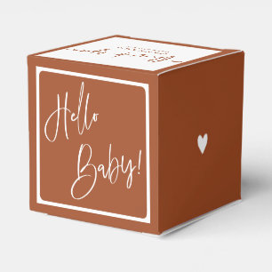 Terracotta Bohemian Earthy Hello Baby Shower Favor Box