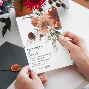 Terracotta Bohemian Floral Wedding Invitation