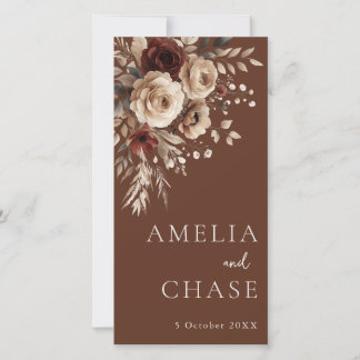 Terracotta Bohemian Flowers Wedding Program