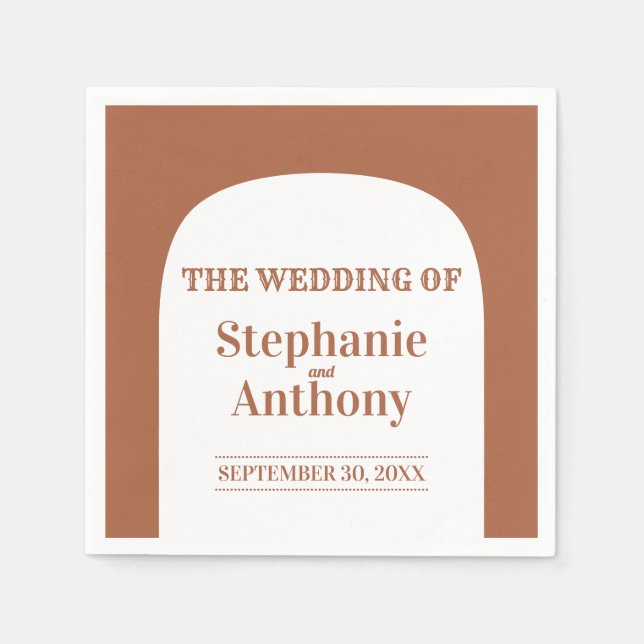 Terracotta Bohemian Retro Arch Wedding   Napkin (Front)