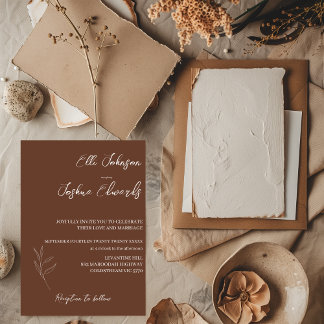 Terracotta Bohemian Wedding Photo Invitation
