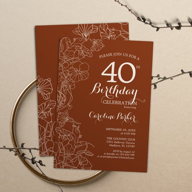 Terracotta Boho 40th Birthday Party Invitation (Creator Uploaded)