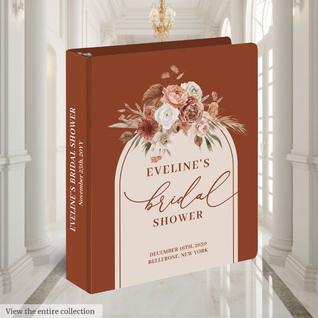 Terracotta Boho Arch Memory Album Bridal Shower Binder (Terracotta Boho Arch Memory Album Bridal Shower 3 ring binder)