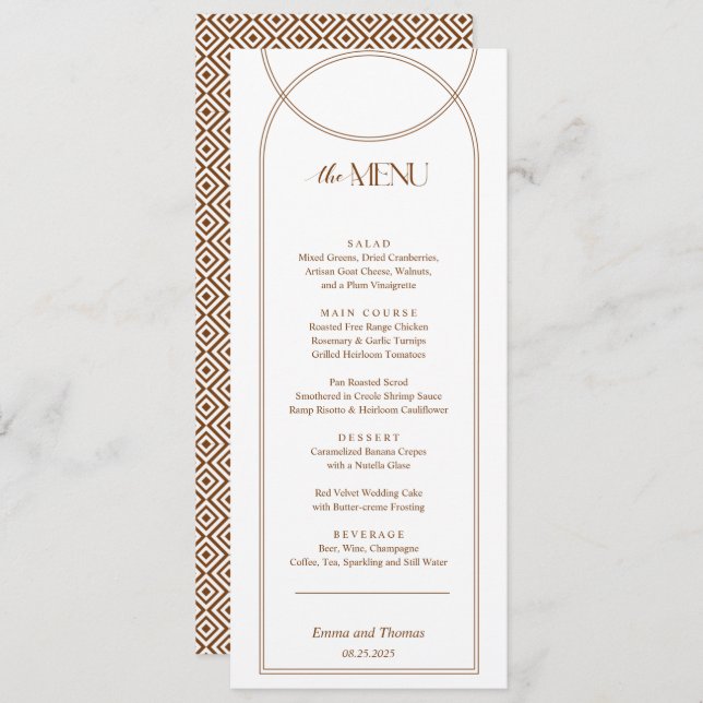 Terracotta Boho Arch Menu card (Front/Back)