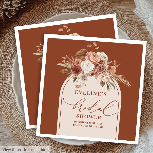 Terracotta Boho Arch Napkins for Bridal Shower (Terracotta Boho Arch Napkins for Bridal Shower)