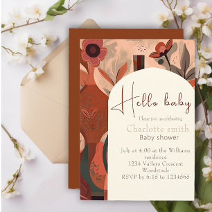 Terracotta boho baby shower  invitation