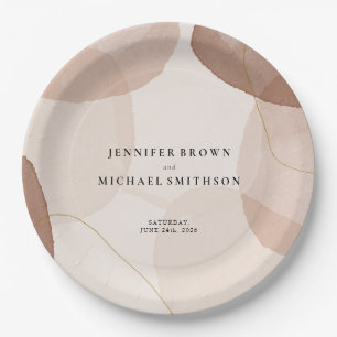 Terracotta Boho Beach decor minimal Wedding Paper Plate