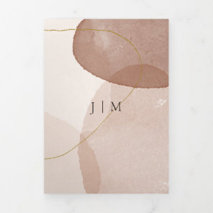 Terracotta Boho Beach Formal minimal Wedding Tri-Fold Card