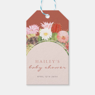 Terracotta Boho Bloom Cactus Baby Shower Gift Tags