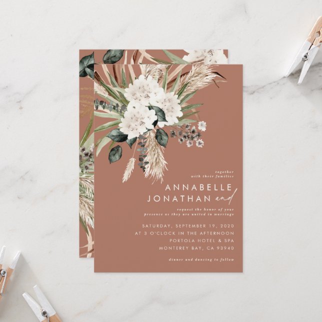 Terracotta boho botanical modern elegant foliage  (Front/Back In Situ)