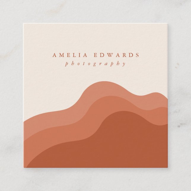 terracotta boho business card square business card (Front)