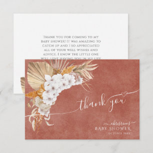 Terracotta Boho Chic Baby shower Carte de remercie