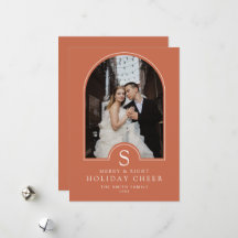 Terracotta Boho Christmas Family Photo Greeting