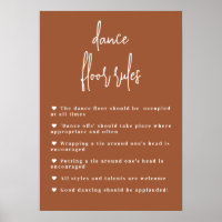 Terracotta Boho Dance Floor Rules sign 