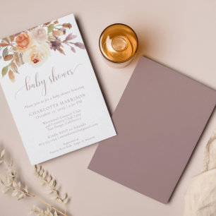 Terracotta Boho Fall Floral   Baby Shower Invitation