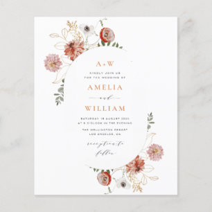 terracotta boho fall floral invitation