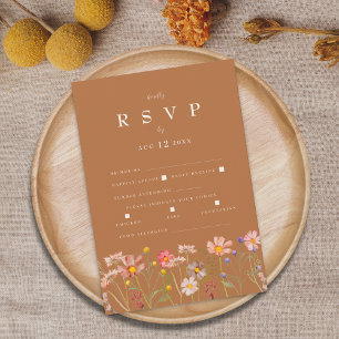 Terracotta Boho Fall Floral Meal Options RSVP Card