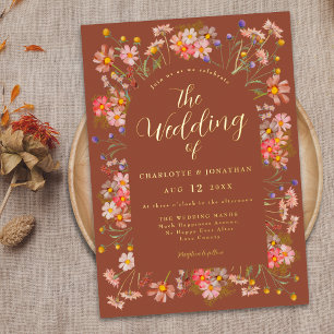 Terracotta Boho Floral Arch Fall Wedding Gold